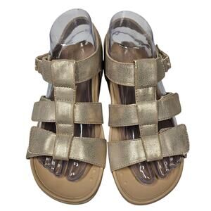 VIONIC Tami Backstrap Platform Wedge Metallic Sandals in Champagne Size 7